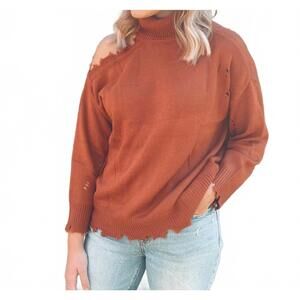 NEW STYLE U ava distressed sweater in rust
